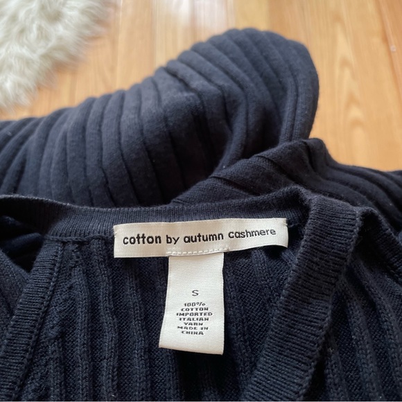 Autumn Cashmere Black Cotton Rib Knit Halter Midi Dress EUC Size Small - Picture 7 of 9